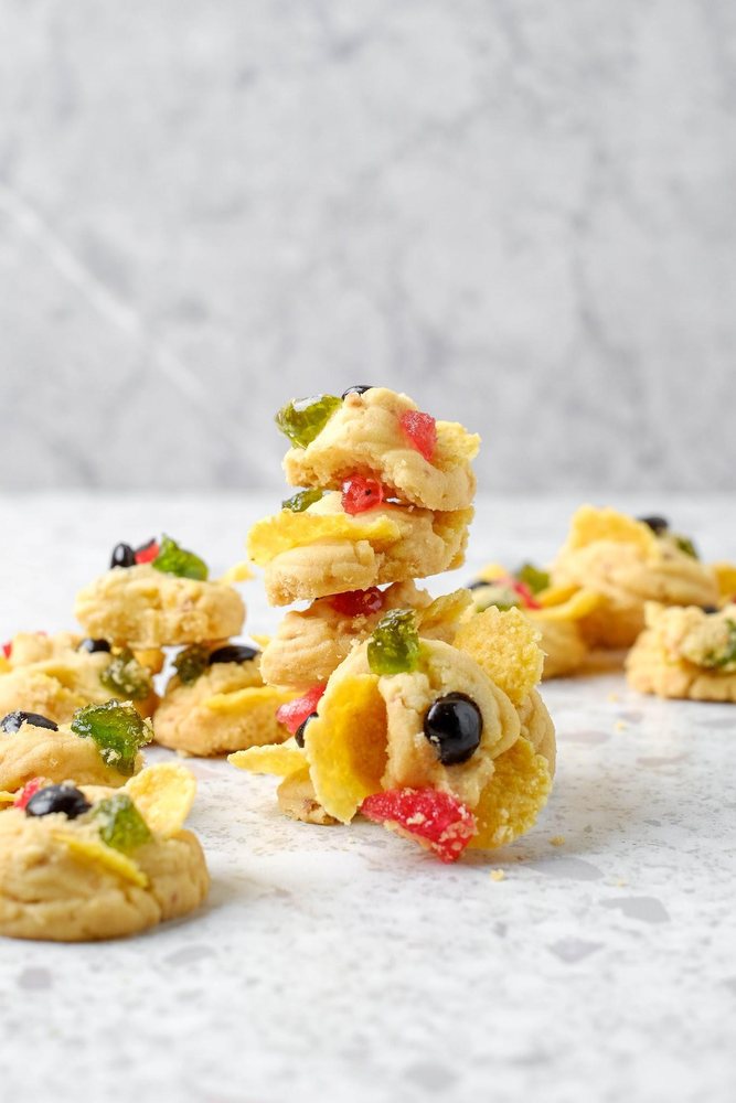 Canapés set out on a marble surface
